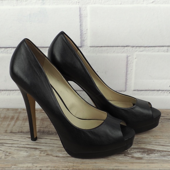 Aldo Shoes - Aldo sz 38 black leather peep toe platform pumps